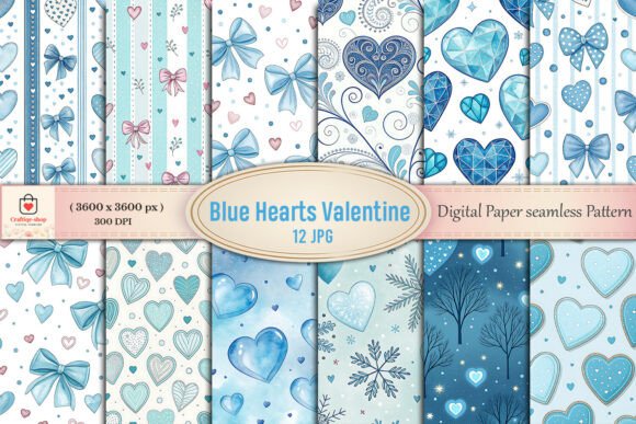Blue Hearts Watercolor Valentine Pattern: A Versatile Design for Romantic Creations