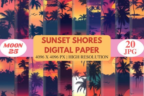 Bring Coastal Vibes to Your Projects with Sunset Shores Digital Paper