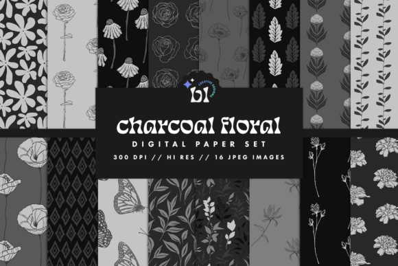 Charcoal Floral Digital Paper: A Versatile Resource for Creative Projects