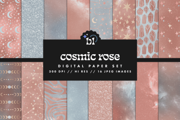 Cosmic Rose Digital Paper: Elevate Your Creative Projects