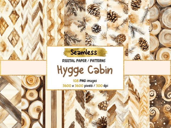 Hygge Cabin Seamless Digital Paper: Create Cozy Comfort in Every Design