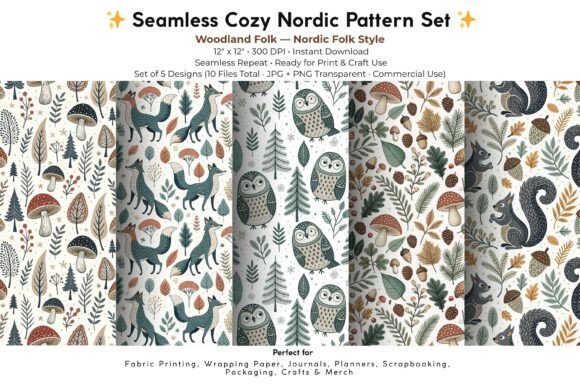 Nordic Woodland Folk Digital Paper