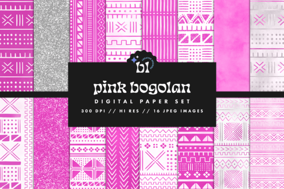 Pink Bogolan Digital Paper: A Creative Texture for Designers