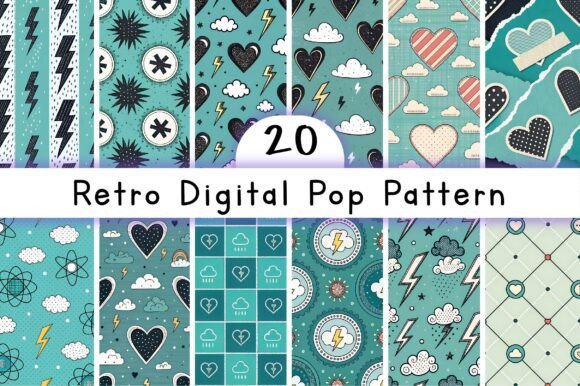 Retro Digital Pop Pattern: A Vibrant Design Staple for Creative Projects