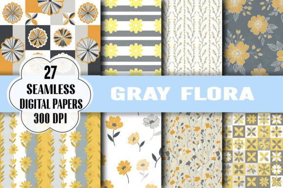 Seamless Gray Floral Digital Pattern for Creative Projects