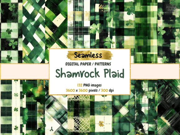 Shamrock Plaid Seamless Digital Paper