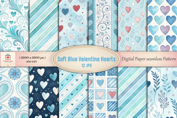 Soft Blue Valentine Hearts Digital Paper: A Versatile Tool for Creative Projects