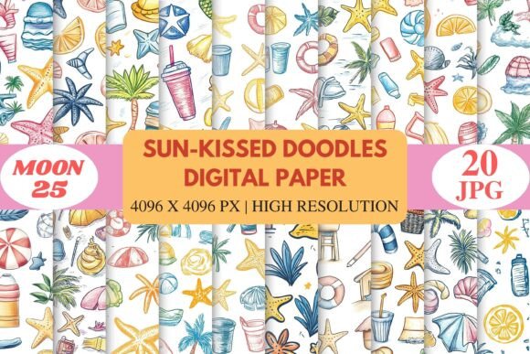 Sun-Kissed Doodles Digital Paper: A Playful Addition to Summer Designs