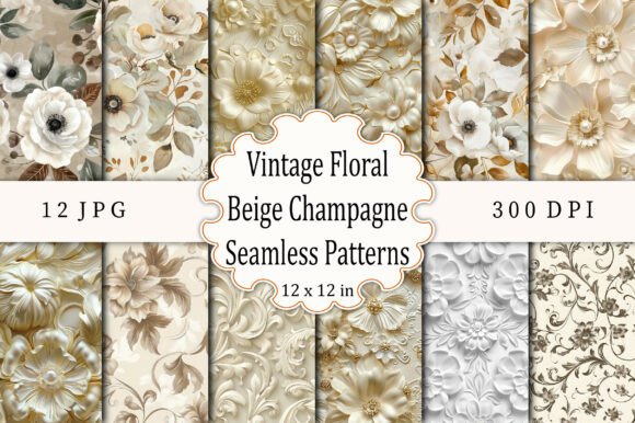 Vintage Floral Beige Champagne Seamless Patterns: A Timeless Design Element